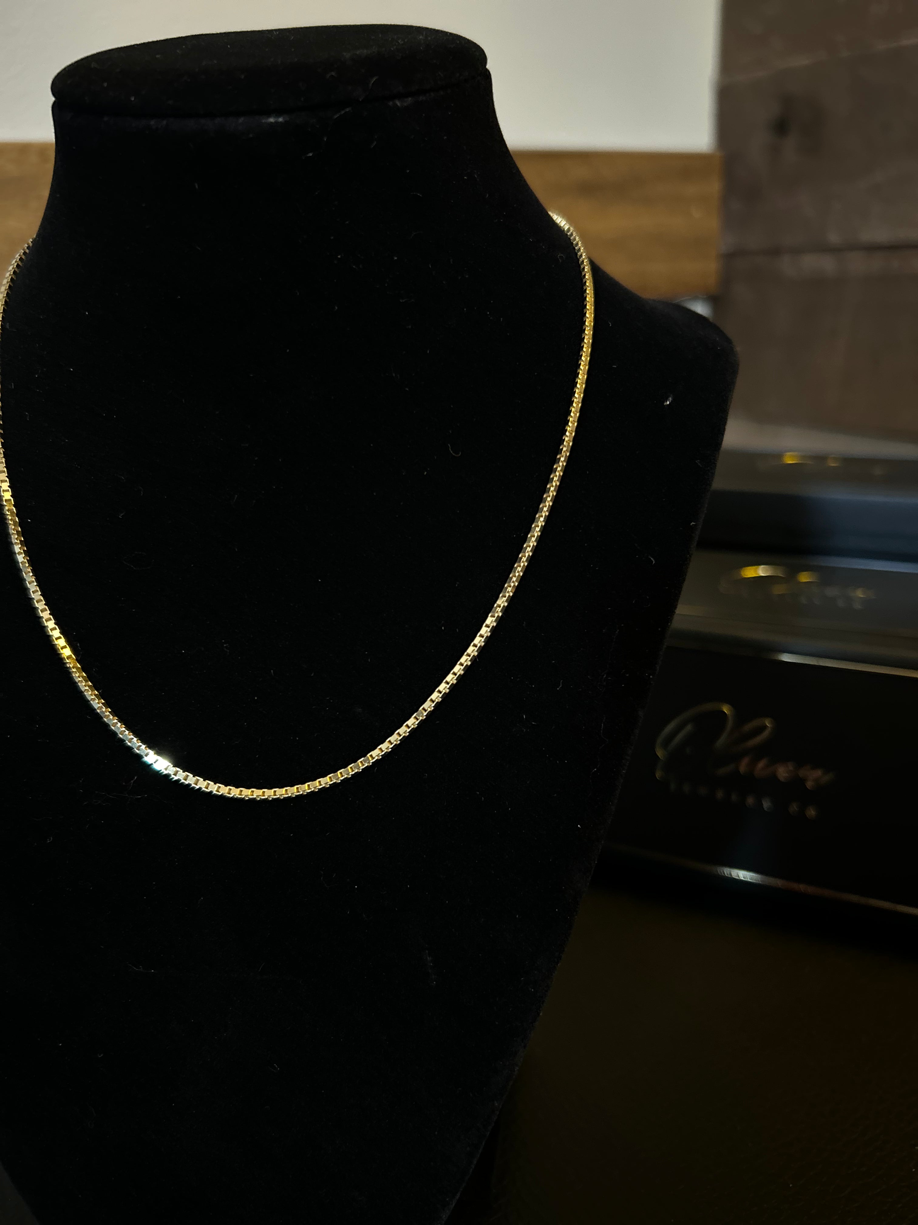 10k solid gold 2mm 16” box chain necklace