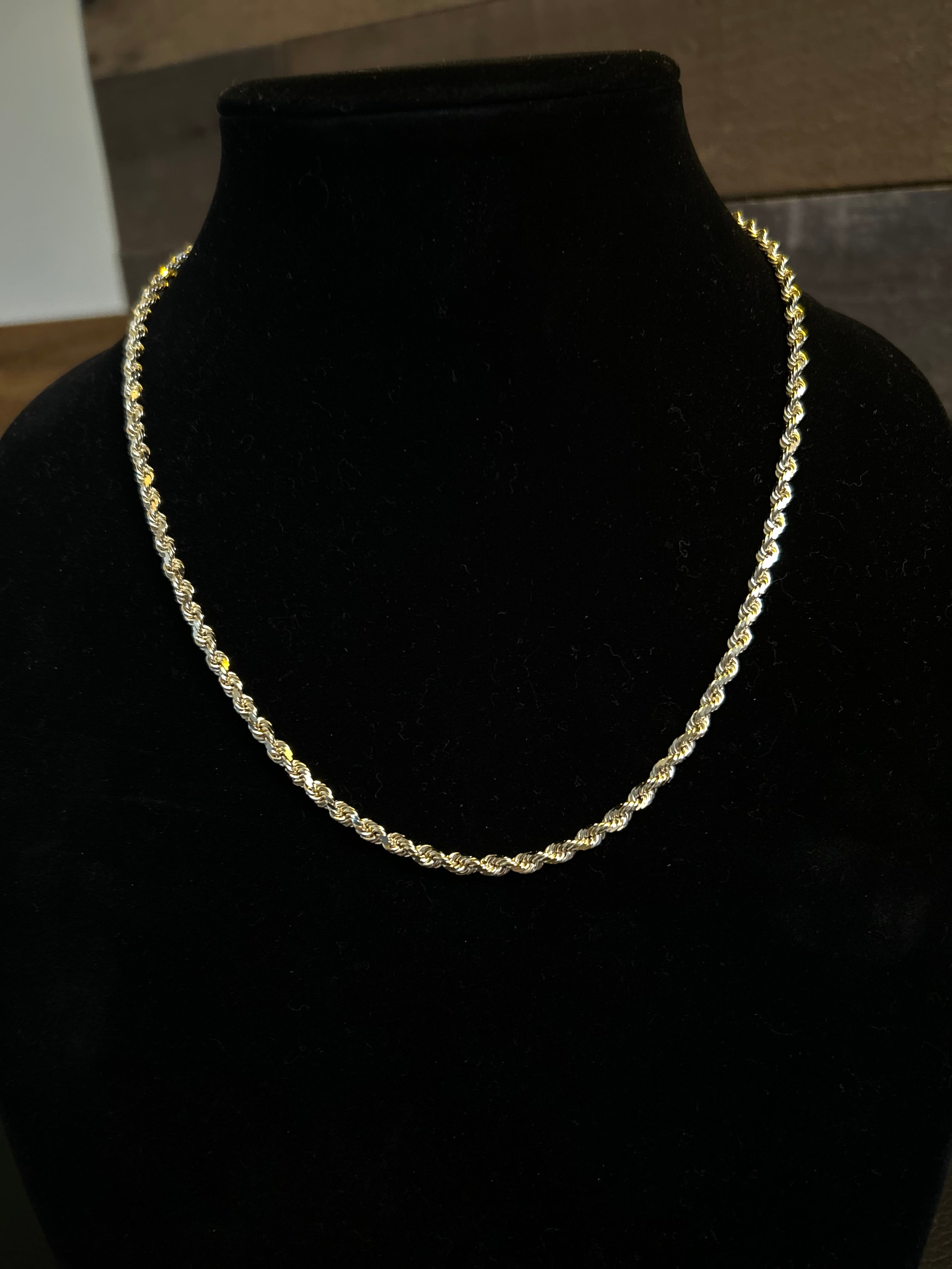 10k solid gold 18” d/c rope necklace 21.2grams
